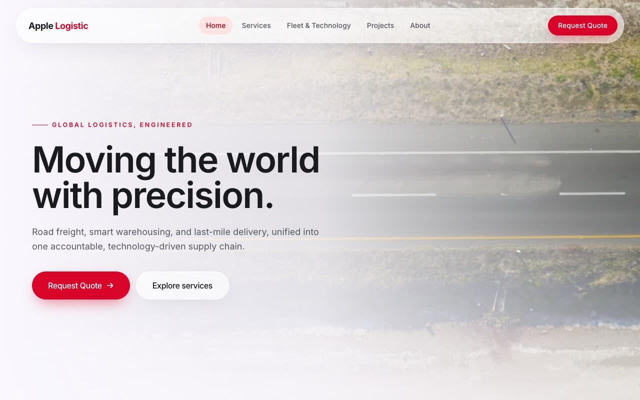 Apple Logistic — logistics demo website designed and built by Stacky